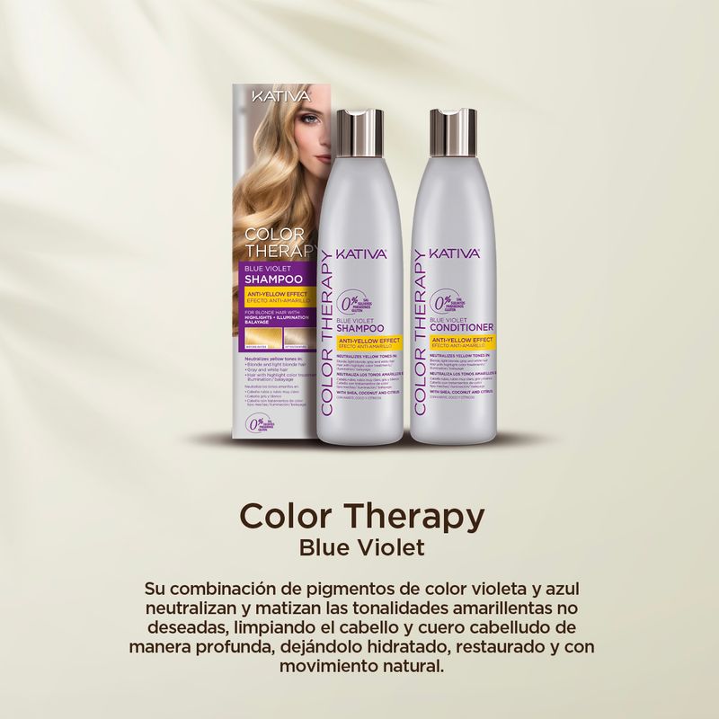 KATIVA COLOR Therapy Blue Violet Conditioner 250 Ml – Neutralisiert Gelbstiche Bei Blondem & Grauem Haar