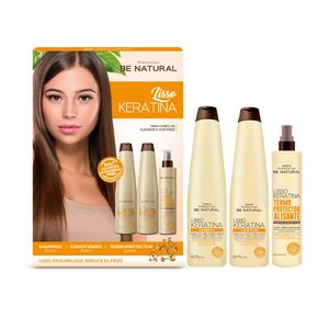 Set Be Natural Keratina Shamp 350ml + Acond 350ml + Termoprotector Placenta Life