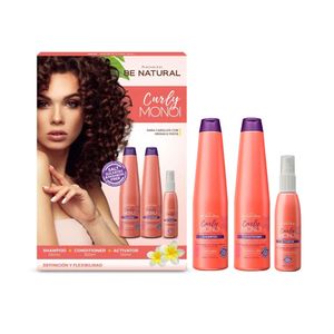 Tripack Be natural Curly Monoi Shampoo 350ml + Conditioner 350ml + Styling Cream 200ml