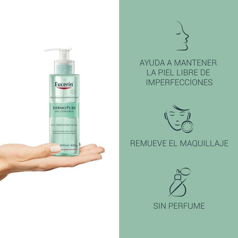 Eucerin Gel Limpiador Facial DermoPure 400ml - Aruma