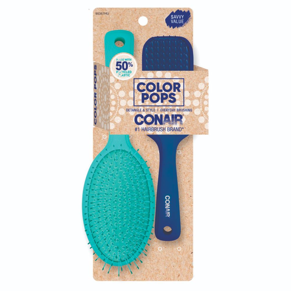Set Cepillo Conair Color Pop Cushion & All Purpose 2 Unidades Aruma
