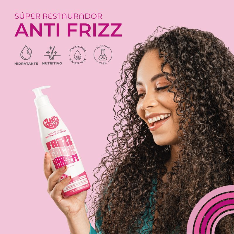 Curly Love Styling Gel Mit Agave & Hibiskus - 450 Ml, Für Lockiges Haar | Feuchtigkeitsspendend, Frizz-Kontrolle