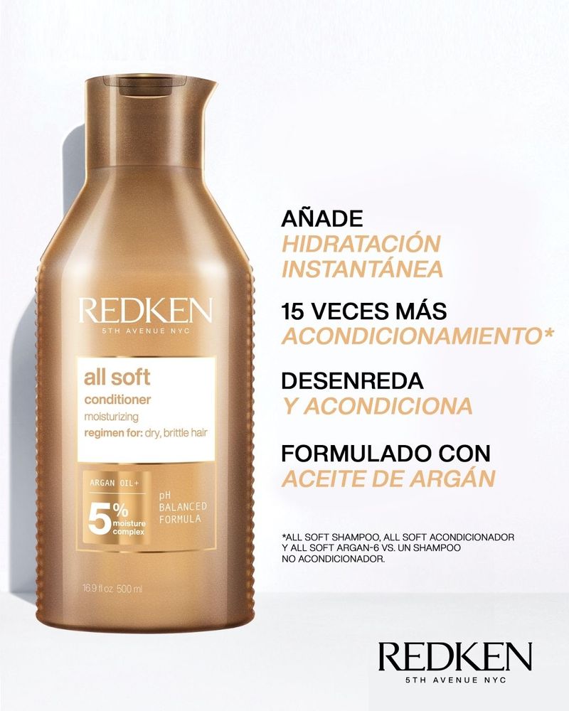 Pack All Soft Shampoo 500 ml + Acondicionador 500 ml Redken-1747250731792