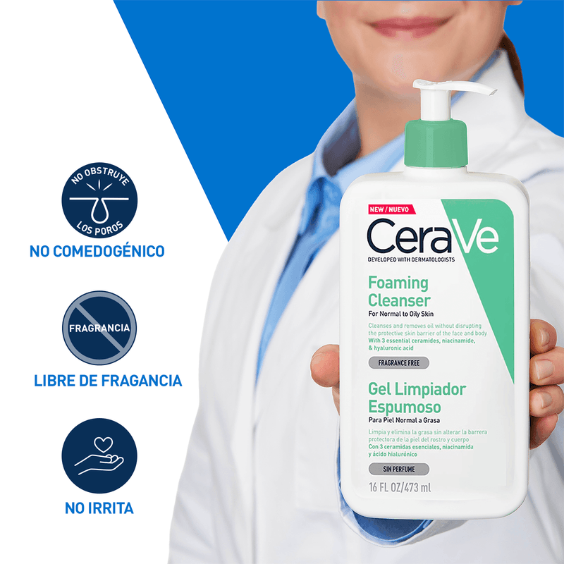 Pack Cerave Gel Limpiador Espumoso Piel Normal A Grasa 473ml+Limpiador Hidratante Piel Normal A Seca 473ml-1757604750427