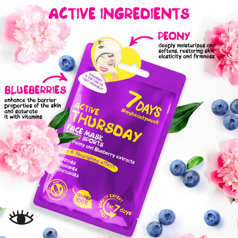 Mascarilla Facial 7 Days Active Thursday With Peony And Blueberry-1768575040008