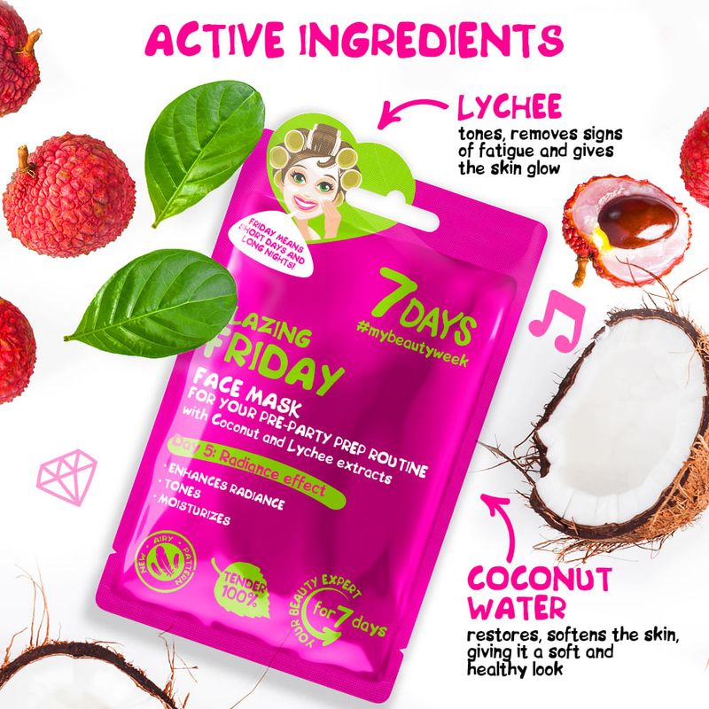 Mascarilla Facial 7 Days Blazing Friday With Coconut Water And Lychee-1768575127235