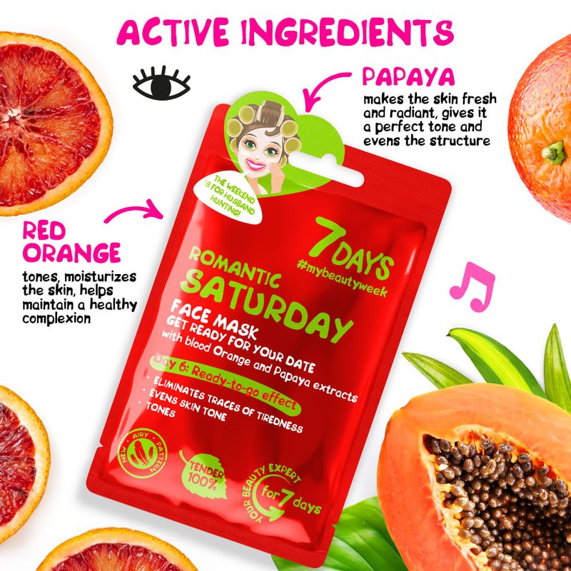 Mascarilla Facial 7 Days Romantic Saturday With Blood Orange And Papaya -1768575294170